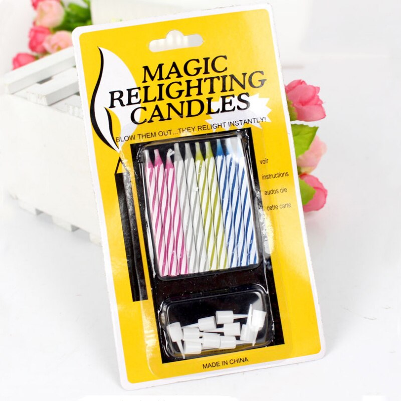 10 Pcs Birthday Christmas Party Wedding Cake Candle Magic Trick Funny Candle Can Relighting Invincible Candle Magic Props decor