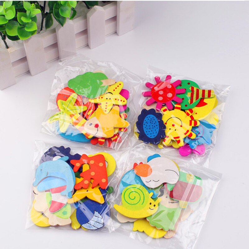 12Pcs/Set Cute Fridge Magnet Wooden Funny Cartoon Animal Cute Fridge Magnet Sticker Refrigerator Home Decor Tool Powerful Magnet