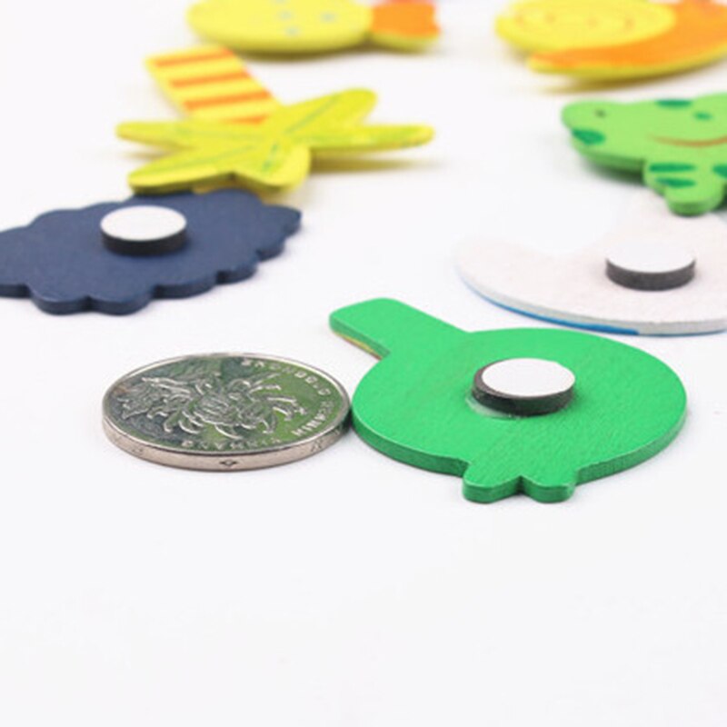 12Pcs/Set Cute Fridge Magnet Wooden Funny Cartoon Animal Cute Fridge Magnet Sticker Refrigerator Home Decor Tool Powerful Magnet