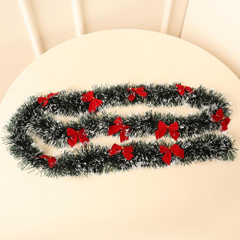 5PCS  2M Christmas Tinsel Garland Party Pine Tree Green Ribbon Xmas Ornament Decor Artificial Plants Bowknot Design