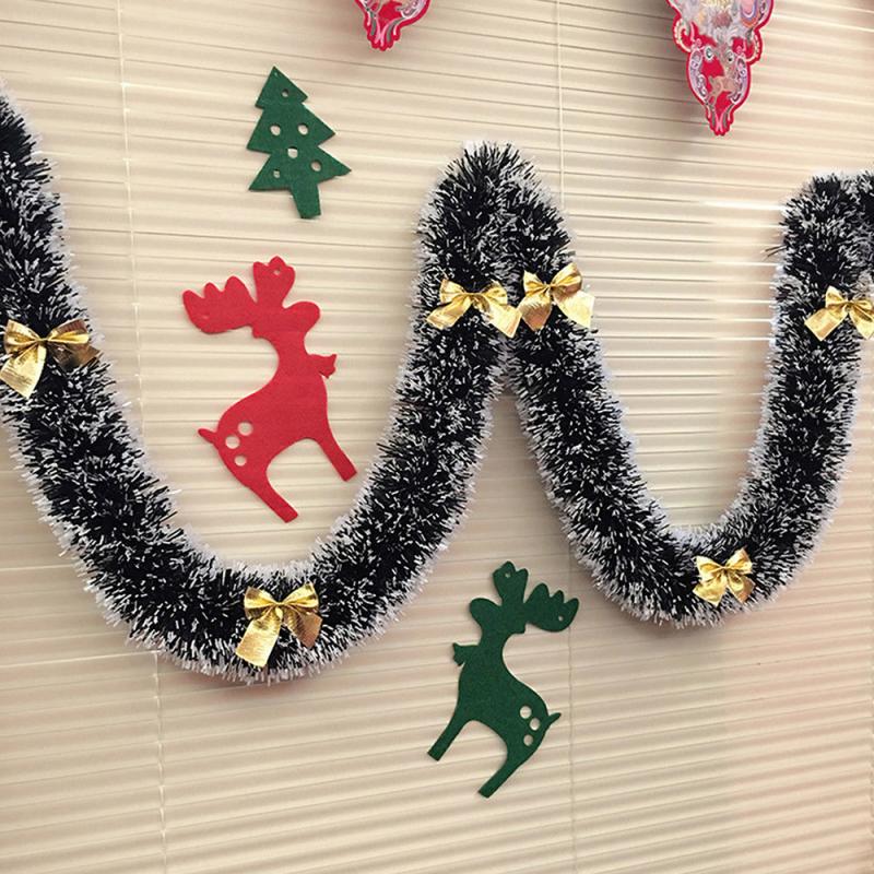 5PCS  2M Christmas Tinsel Garland Party Pine Tree Green Ribbon Xmas Ornament Decor Artificial Plants Bowknot Design