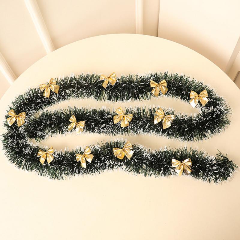 5PCS  2M Christmas Tinsel Garland Party Pine Tree Green Ribbon Xmas Ornament Decor Artificial Plants Bowknot Design