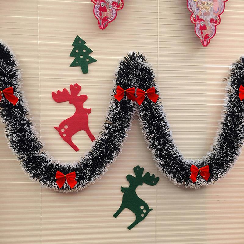 5PCS  2M Christmas Tinsel Garland Party Pine Tree Green Ribbon Xmas Ornament Decor Artificial Plants Bowknot Design