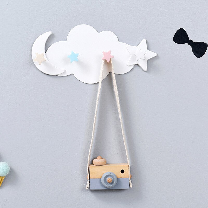 Creative Star Moon Cloud Shape Nail-free Wall Clothes Hooks Kids Room Decorative Key Hanging Hanger Kitchen Storage Hook Child