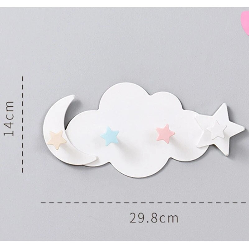 Creative Star Moon Cloud Shape Nail-free Wall Clothes Hooks Kids Room Decorative Key Hanging Hanger Kitchen Storage Hook Child