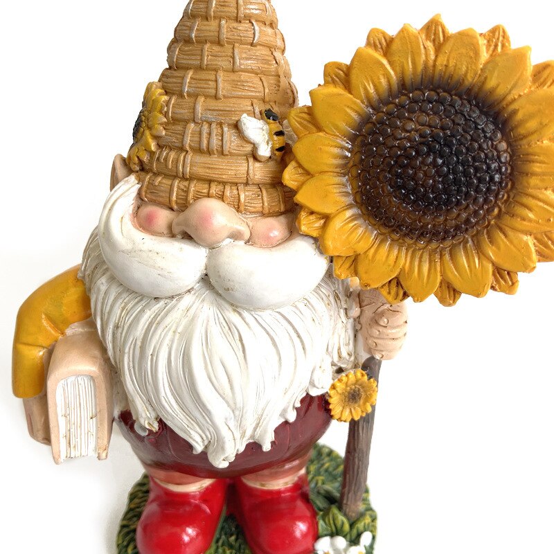 Dwarfs Ornament Garden Resin Statue Ornament Decoration Dwarfs Crafts Bee Festival Gift Garden Statues Sculptures Sunflower New