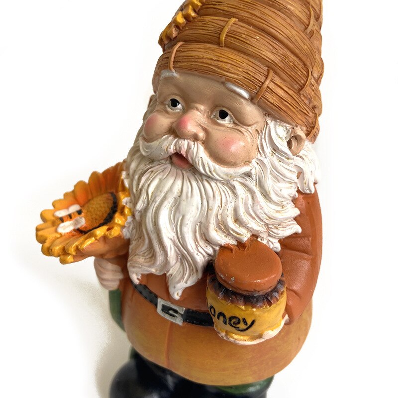 Dwarfs Ornament Garden Resin Statue Ornament Decoration Dwarfs Crafts Bee Festival Gift Garden Statues Sculptures Sunflower New