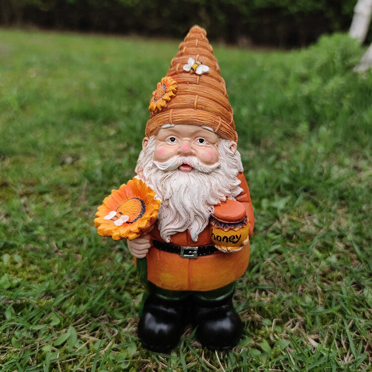 Dwarfs Ornament Garden Resin Statue Ornament Decoration Dwarfs Crafts Bee Festival Gift Garden Statues Sculptures Sunflower New