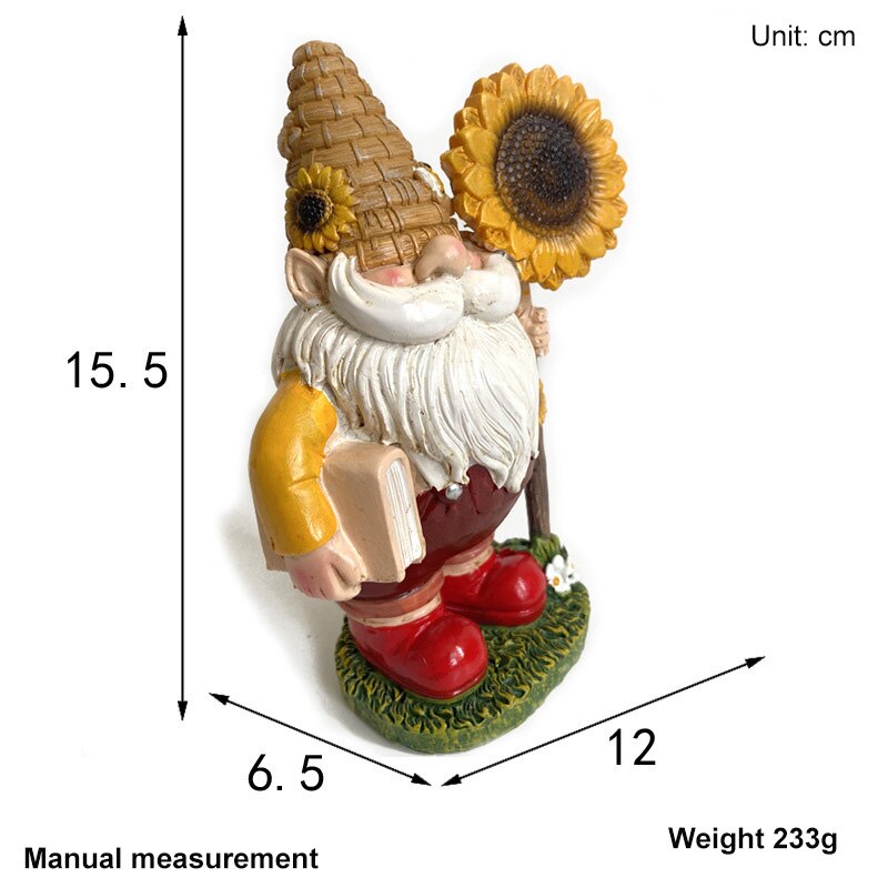 Dwarfs Ornament Garden Resin Statue Ornament Decoration Dwarfs Crafts Bee Festival Gift Garden Statues Sculptures Sunflower New