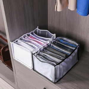 Foldable Clothes Storage Box 7 Compartments Underwear Storage Box  Jeans  Bra  Panties Separated Lattice Finishing Box Household