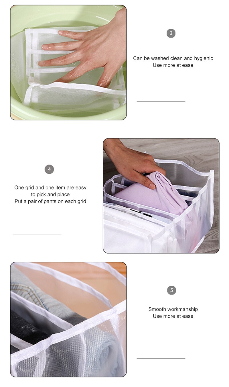 Foldable Clothes Storage Box 7 Compartments Underwear Storage Box  Jeans  Bra  Panties Separated Lattice Finishing Box Household