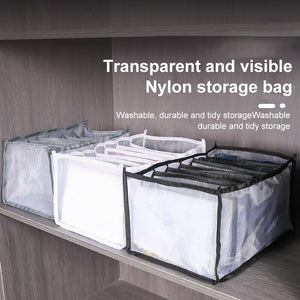 Foldable Clothes Storage Box 7 Compartments Underwear Storage Box  Jeans  Bra  Panties Separated Lattice Finishing Box Household