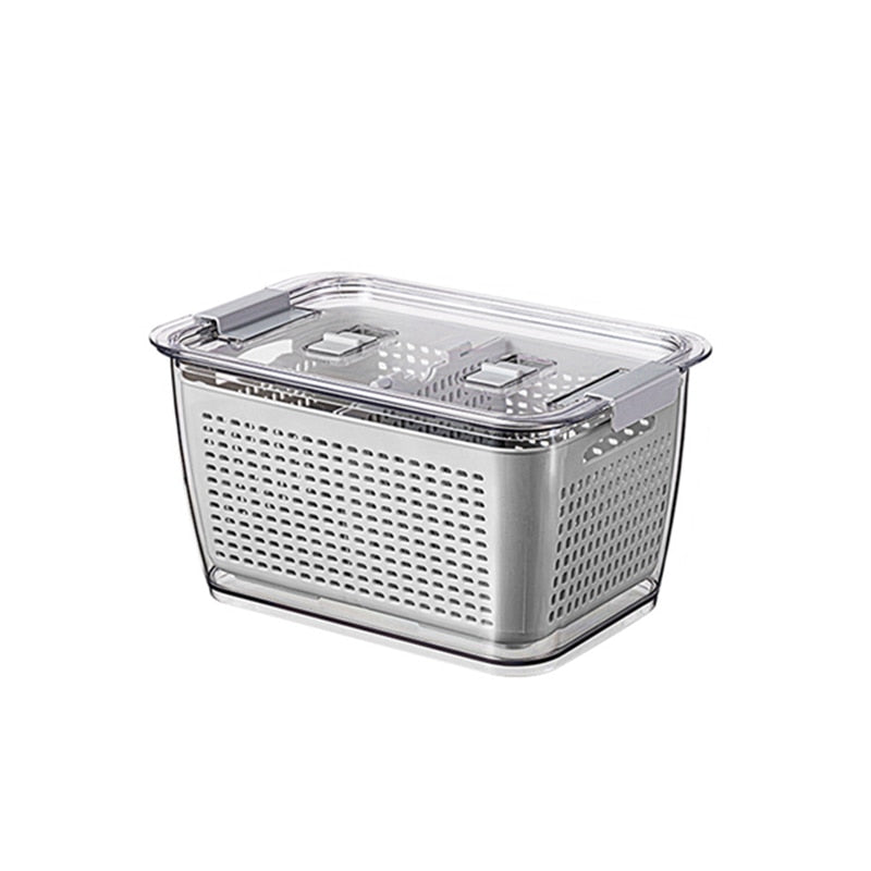 Fresh Produce Storage Containers Fridge Drip Basket Produce Saver Refrigerator Storage Basket Set Fresh Vegetable Fruit Boxes