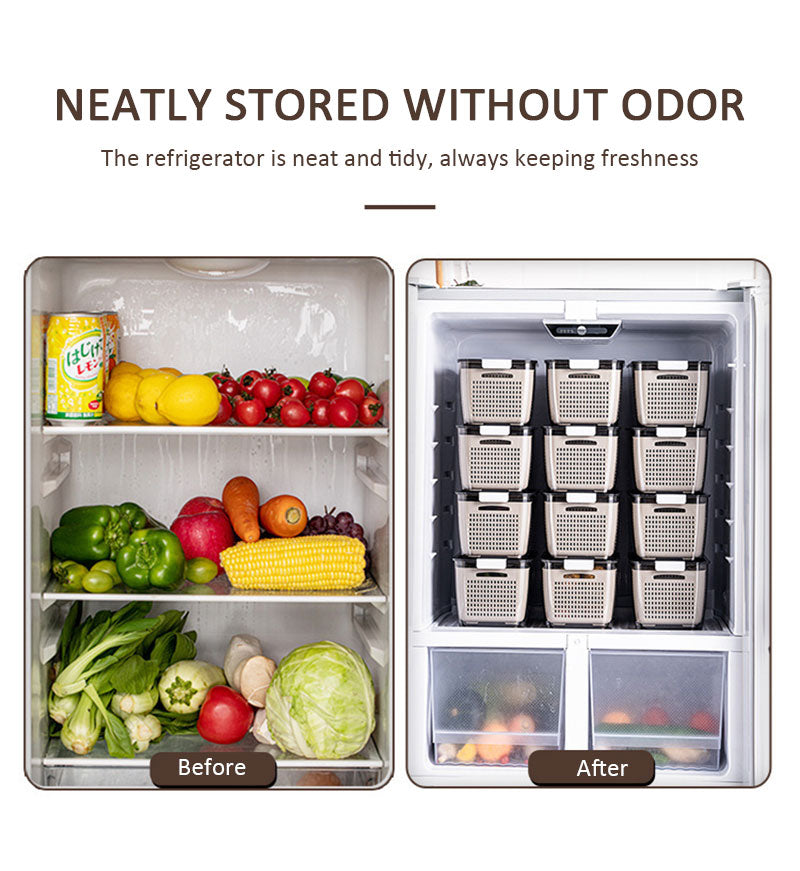 Fresh Produce Storage Containers Fridge Drip Basket Produce Saver Refrigerator Storage Basket Set Fresh Vegetable Fruit Boxes