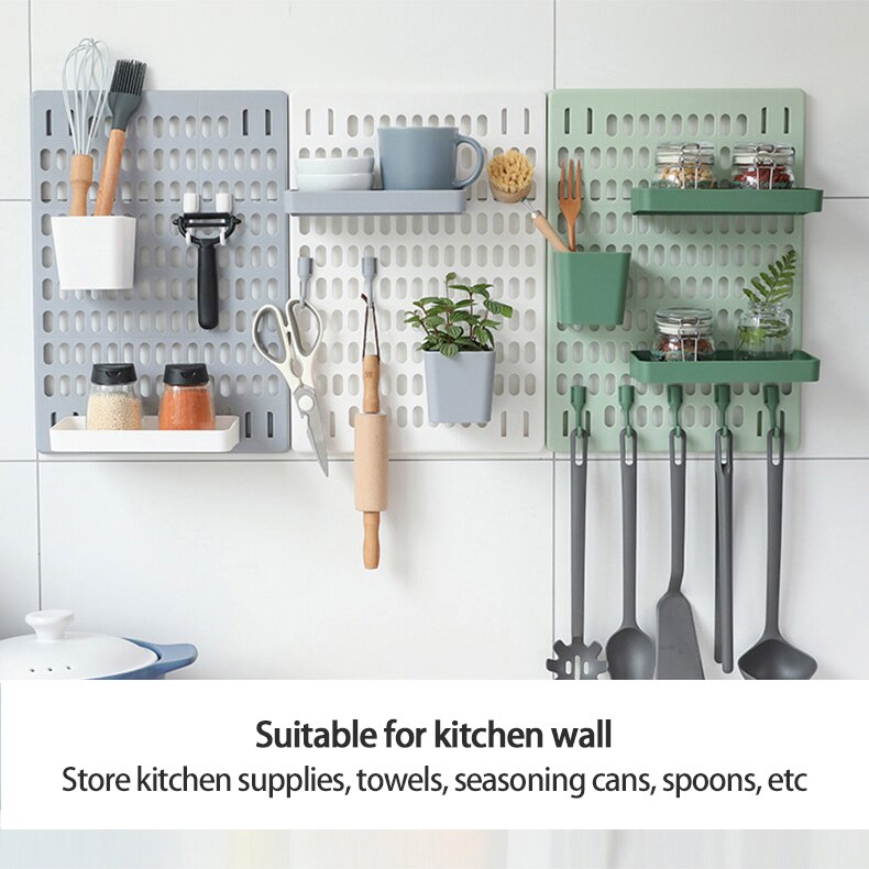 Kitchen Rack Storage Holders Floor Multi-layer Wall Hanging Storage Rack Free Perforation Kitchen Hook Hole Plate Free Assembly