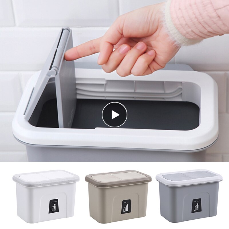 Kitchen Trash Can Sink Hanging Dustbin With Cover Hanging Garbage Can Food Garbage Can Combination Household Cleaning Tools New