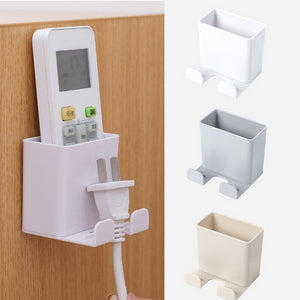 TV Remote Control Storage Box Air Conditioner Storage Case Mobile Phone Plug Holder Wall Mounted Organizer Stand Container 1 pcs