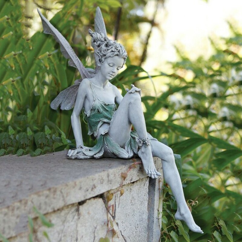 Tudor Turek Sitting Fairy Sculptures Garden Statues Yard Garden Ornament Resin Craft Landscaping Yard Decoration Garden-Decor